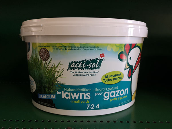 acti-sol natural lawn fertilizer 6kg.- $17.99